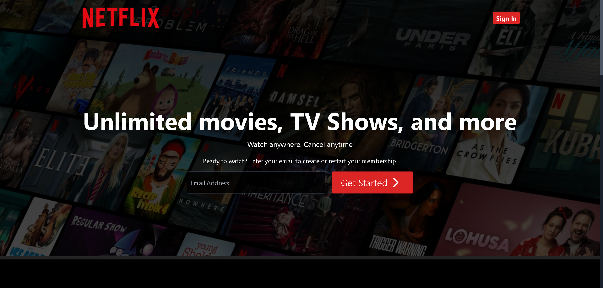 Netflix Clone Full Stack Web Application (Personal Project)